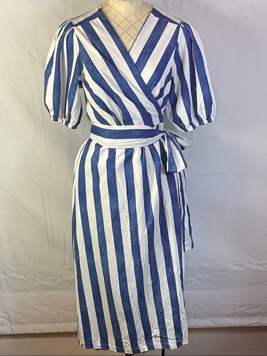 Chartou Dresses & Skirts - Chartou Puff Short Sleeve Belted Wrap Long Midi Dress With Pockets Size Small